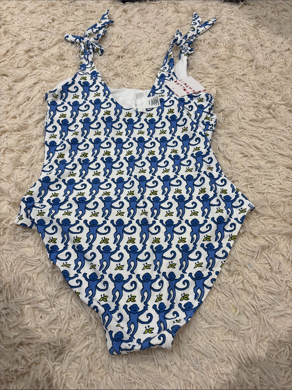 Roller Rabbit Blue and White Monkey Print One-Piece Swimsuit - Picture 3 of 9